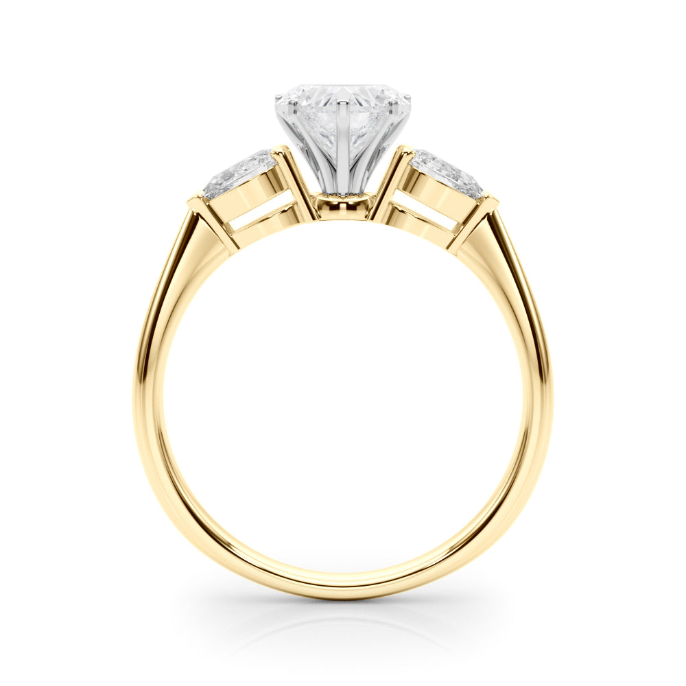 Timeless Three-Stone Pear Diamond Engagement Ring — 9K/18K Gold & Platinum