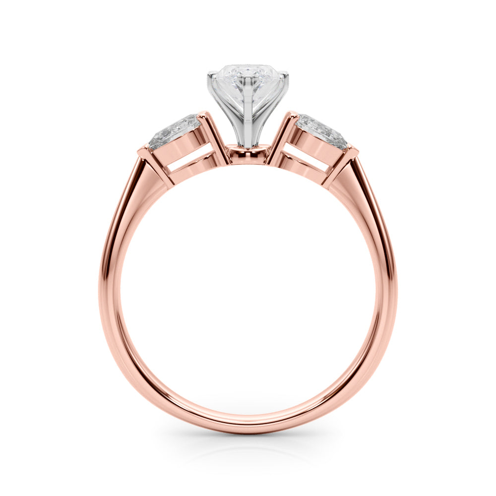 Timeless Three-Stone Pear Diamond Engagement Ring — 9K/18K Gold & Platinum