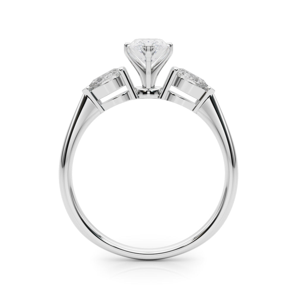 Timeless Three-Stone Pear Diamond Engagement Ring — 9K/18K Gold & Platinum