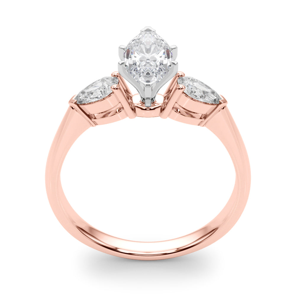 Timeless Three-Stone Pear Diamond Engagement Ring — 9K/18K Gold & Platinum