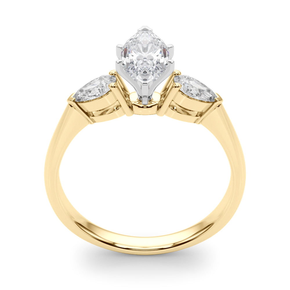 Timeless Three-Stone Pear Diamond Engagement Ring — 9K/18K Gold & Platinum
