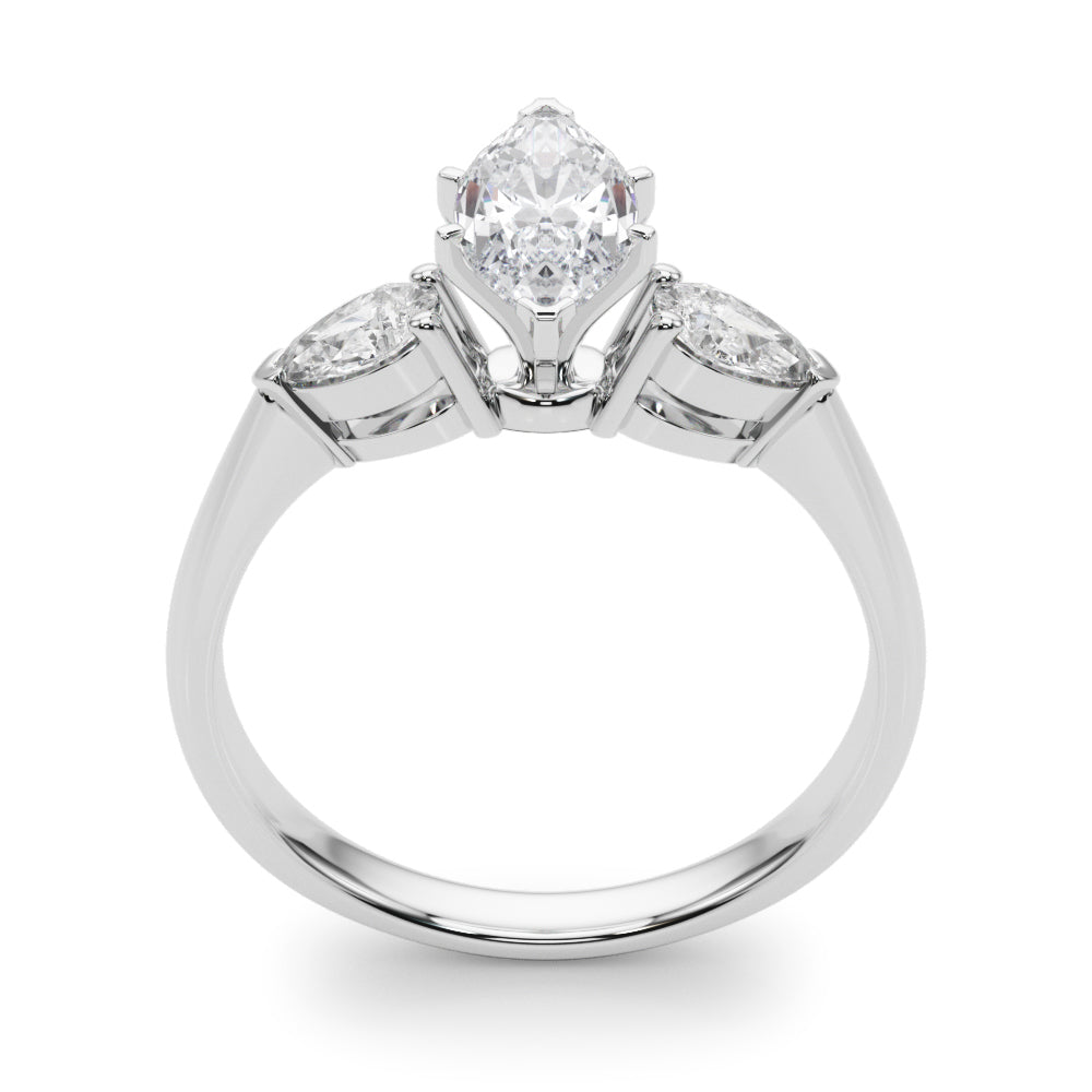 Timeless Three-Stone Pear Diamond Engagement Ring — 9K/18K Gold & Platinum