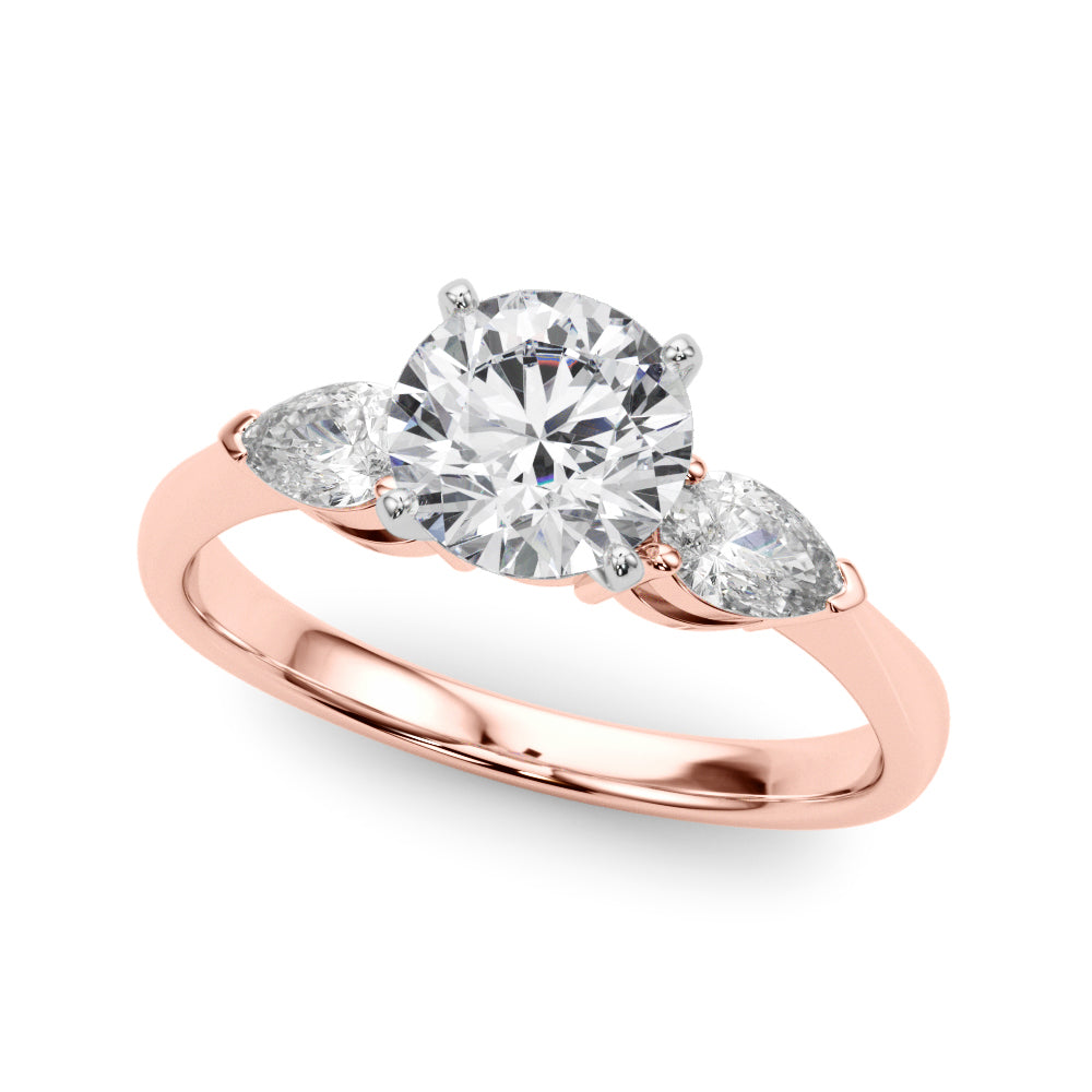 Pear & Round Cut Diamond 3-Stone Engagement Ring