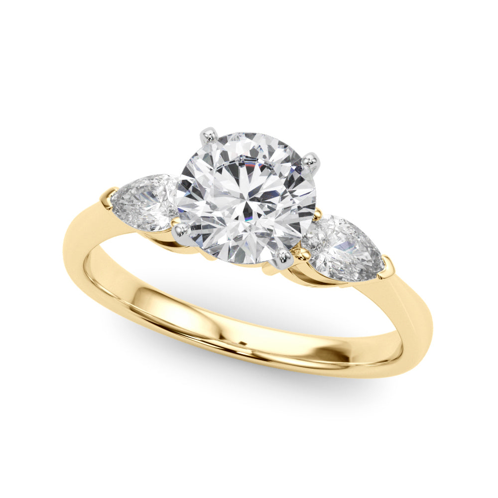 Pear & Round Cut Diamond 3-Stone Engagement Ring