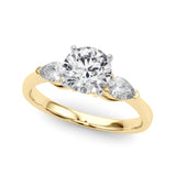 Pear & Round Cut Diamond 3-Stone Engagement Ring