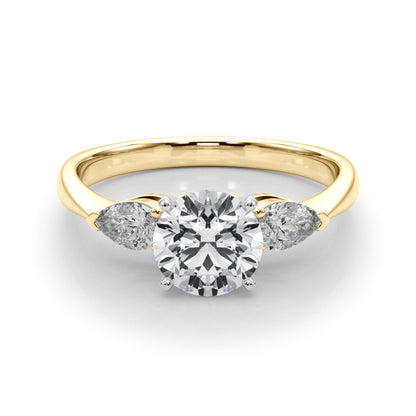 Pear & Round Cut Diamond 3-Stone Engagement Ring