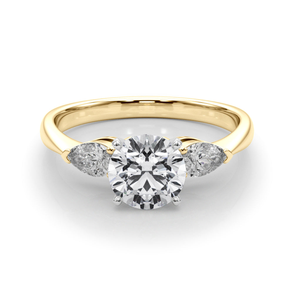 Pear & Round Cut Diamond 3-Stone Engagement Ring