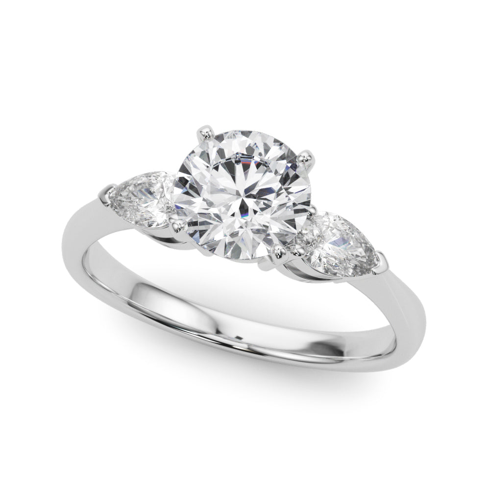 Lab Grown D/VVS Pear & Round Cut Diamond 3-Stone Engagement Ring
