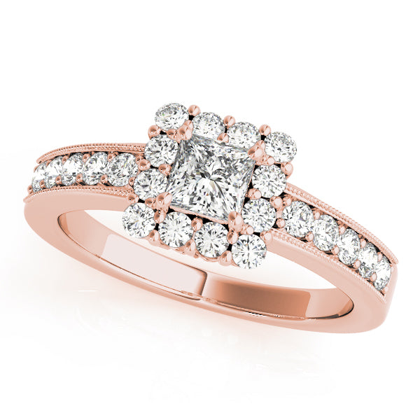 Luxe Halo Princess Diamond Engagement Ring — 9K/18K Gold & Platinum