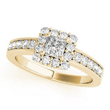 Luxe Halo Princess Diamond Engagement Ring — 9K/18K Gold & Platinum