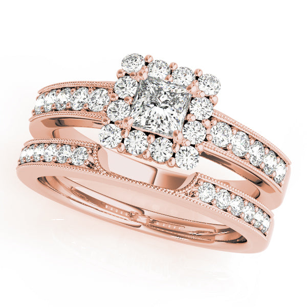 Luxe Halo Princess Diamond Engagement Ring — 9K/18K Gold & Platinum