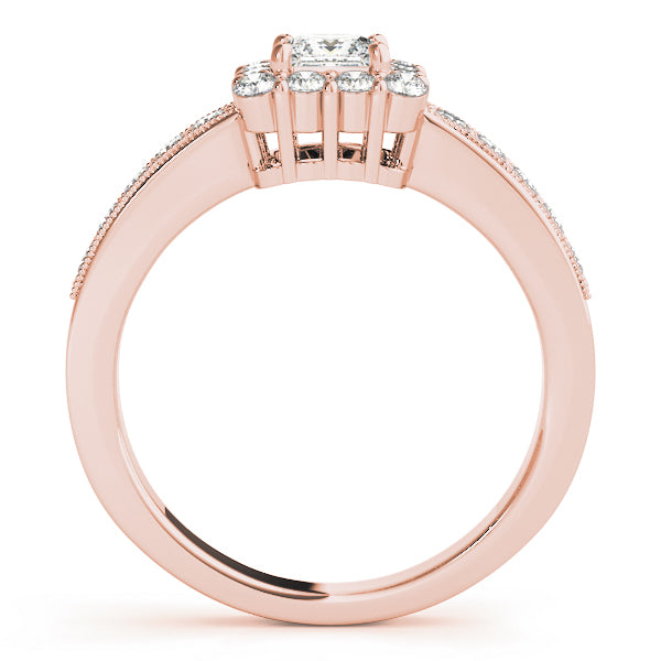 Luxe Halo Princess Diamond Engagement Ring — 9K/18K Gold & Platinum