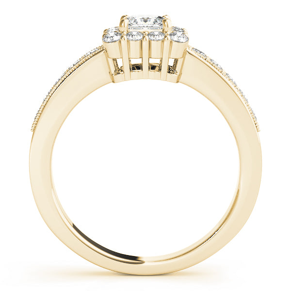 Luxe Halo Princess Diamond Engagement Ring — 9K/18K Gold & Platinum