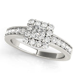 Luxe Halo Princess Diamond Engagement Ring — 9K/18K Gold & Platinum