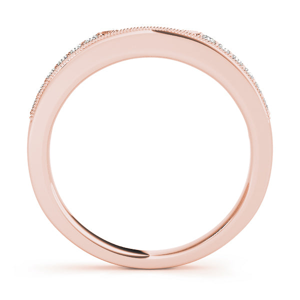 Milgrain Curved Half Eternity Ring in Gold & Platinum