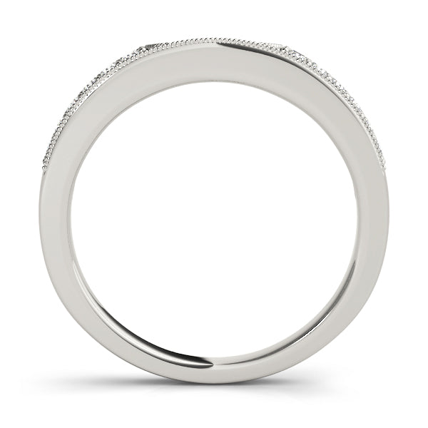 Milgrain Curved Half Eternity Ring in Gold & Platinum