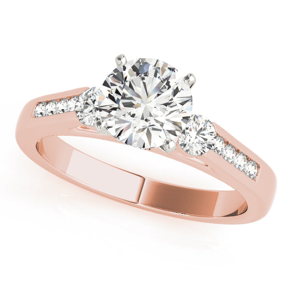 Refined Three-Stone Round Diamond Engagement Ring — 9K/18K Gold & Platinum