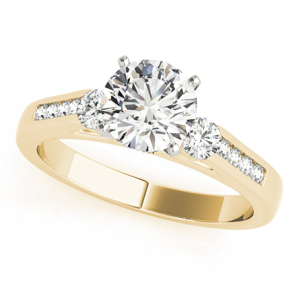 Refined Three-Stone Round Diamond Engagement Ring — 9K/18K Gold & Platinum