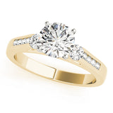 Refined Three-Stone Round Diamond Engagement Ring — 9K/18K Gold & Platinum