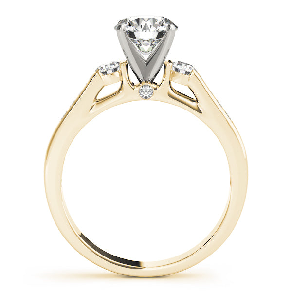Refined Three-Stone Round Diamond Engagement Ring — 9K/18K Gold & Platinum