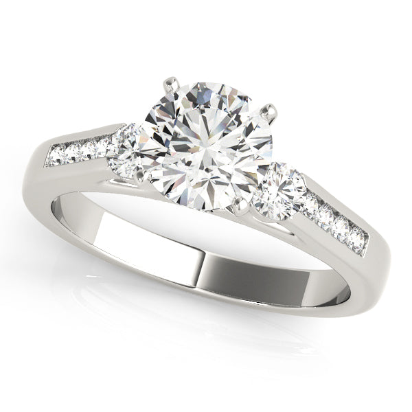 Refined Three-Stone Round Diamond Engagement Ring — 9K/18K Gold & Platinum