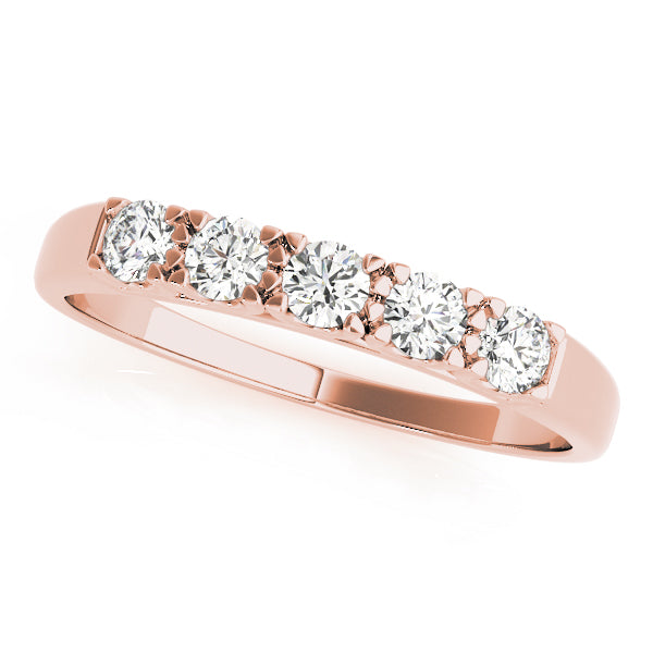 U-Prong Round Half Eternity Ring in Gold & Platinum