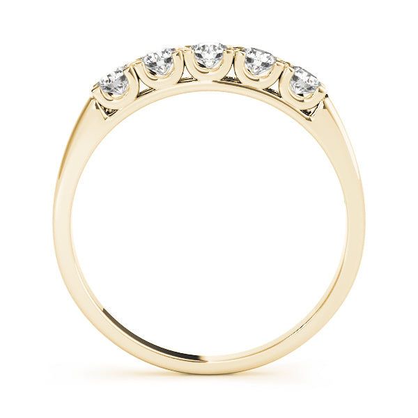 U-Prong Round Half Eternity Ring in Gold & Platinum