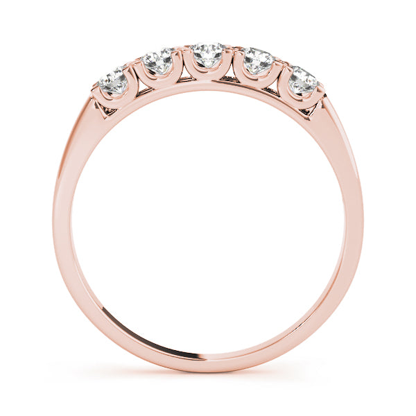 U-Prong Round Half Eternity Ring in Gold & Platinum