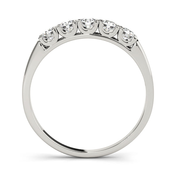 U-Prong Round Half Eternity Ring in Gold & Platinum