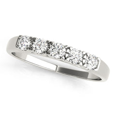 U-Prong Round Half Eternity Ring in Gold & Platinum