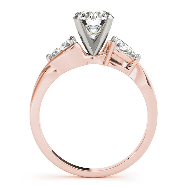 Three Stone Pear & Round Cut Diamond Engagement Ring