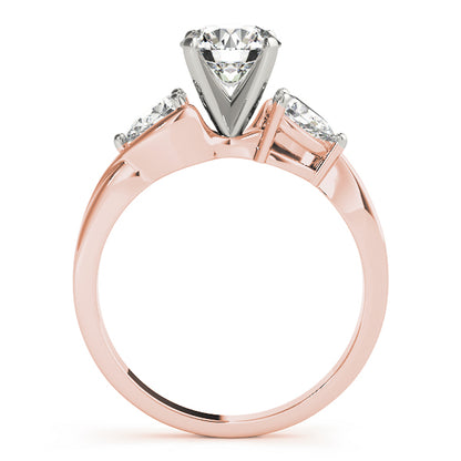 Three Stone Pear & Round Cut Diamond Engagement Ring