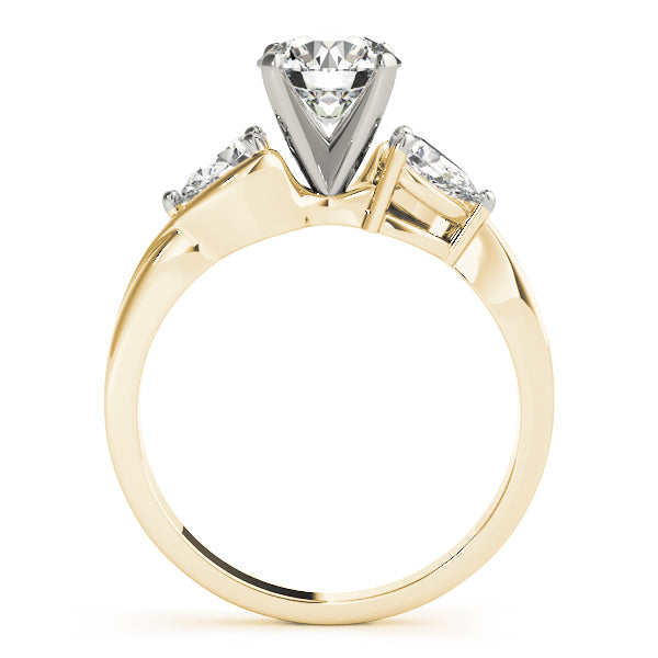 Three Stone Pear & Round Cut Diamond Engagement Ring