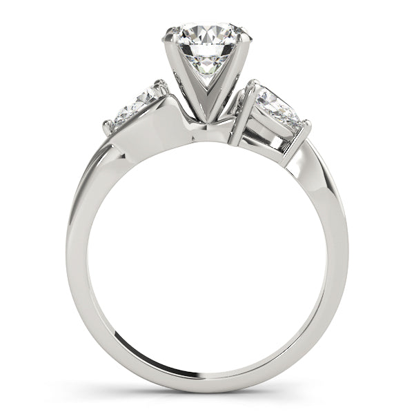 Three Stone Pear & Round Cut Diamond Engagement Ring