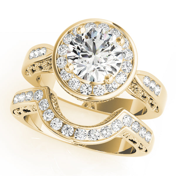 Eternal Halo Round Diamond Engagement Ring — 9K/18K Gold & Platinum