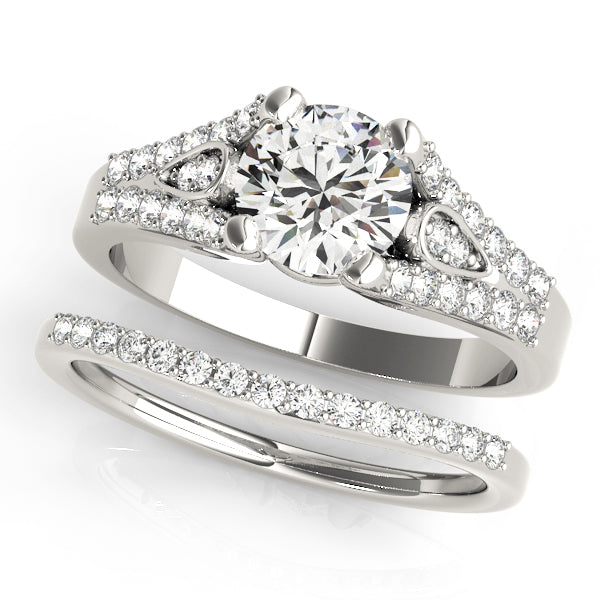 Brilliant Multi-Row Round Diamond Engagement Ring — 9K/18K Gold & Platinum