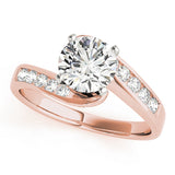 Sculpted Bypass Round Diamond Engagement Ring — 9K/18K Gold & Platinum