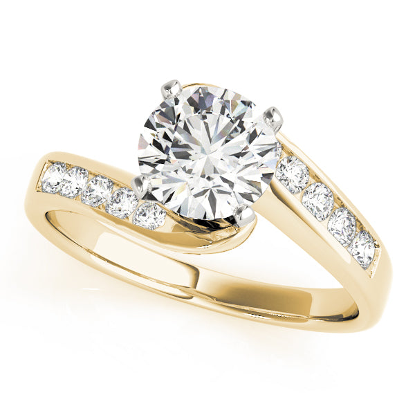 Sculpted Bypass Round Diamond Engagement Ring — 9K/18K Gold & Platinum