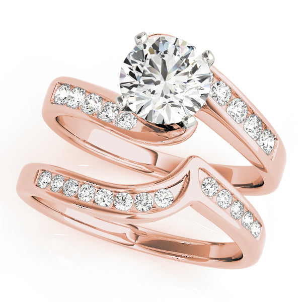 Sculpted Bypass Round Diamond Engagement Ring — 9K/18K Gold & Platinum