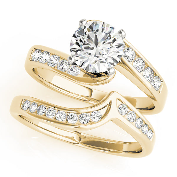 Sculpted Bypass Round Diamond Engagement Ring — 9K/18K Gold & Platinum