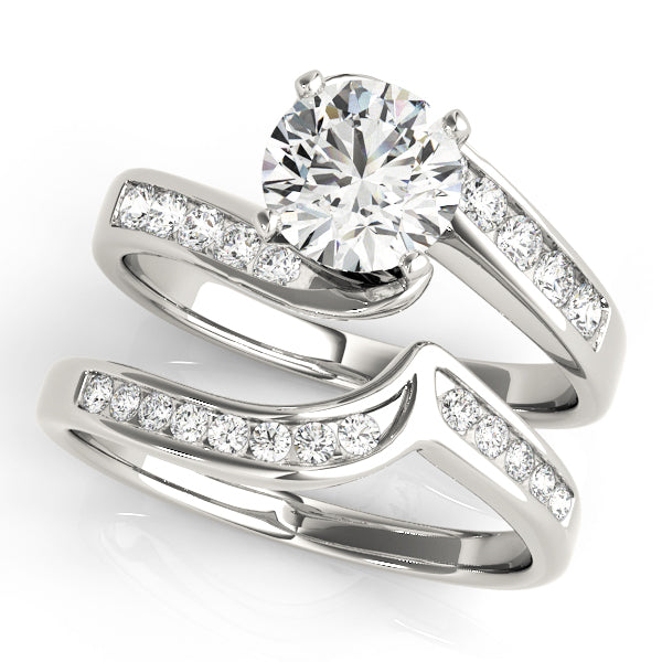 Sculpted Bypass Round Diamond Engagement Ring — 9K/18K Gold & Platinum