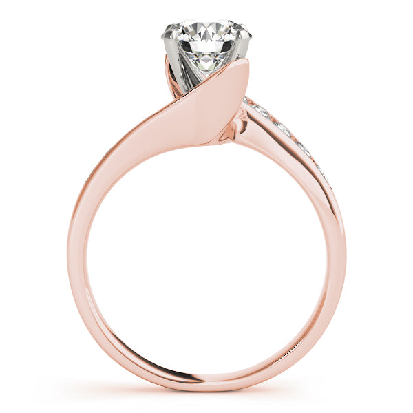 Sculpted Bypass Round Diamond Engagement Ring — 9K/18K Gold & Platinum