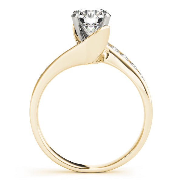 Sculpted Bypass Round Diamond Engagement Ring — 9K/18K Gold & Platinum