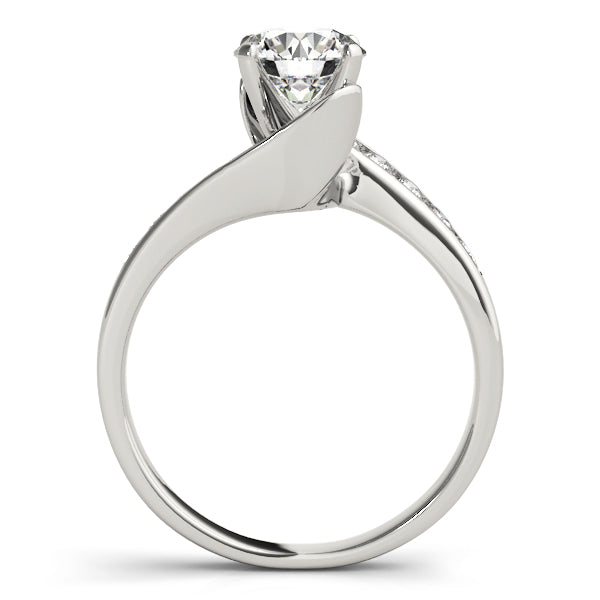 Sculpted Bypass Round Diamond Engagement Ring — 9K/18K Gold & Platinum