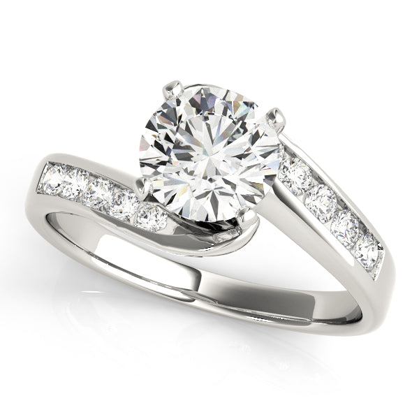 Sculpted Bypass Round Diamond Engagement Ring — 9K/18K Gold & Platinum