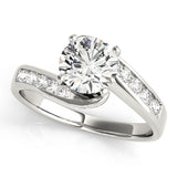 Sculpted Bypass Round Diamond Engagement Ring — 9K/18K Gold & Platinum