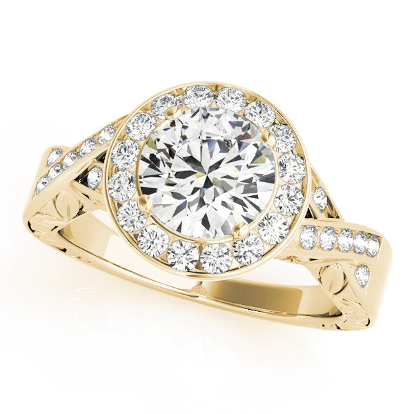 Couture Halo Round Diamond Engagement Ring — 9K/18K Gold & Platinum