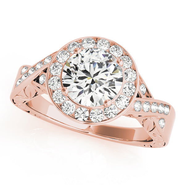 Couture Halo Round Diamond Engagement Ring — 9K/18K Gold & Platinum
