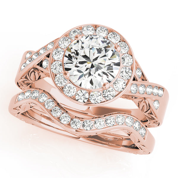 Couture Halo Round Diamond Engagement Ring — 9K/18K Gold & Platinum