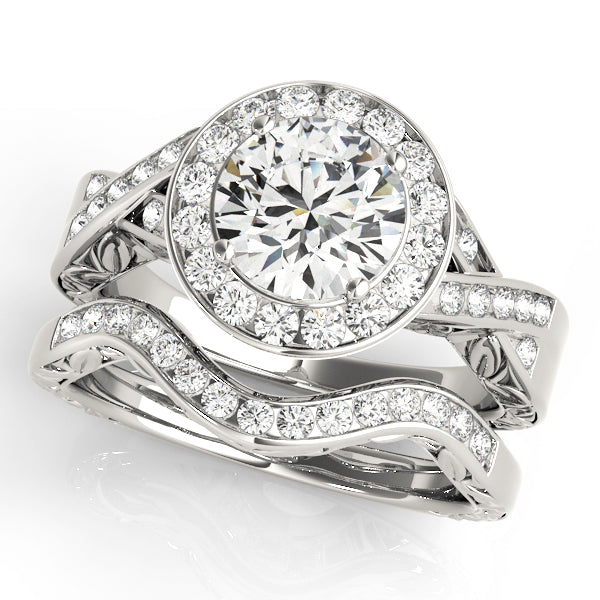Couture Halo Round Diamond Engagement Ring — 9K/18K Gold & Platinum
